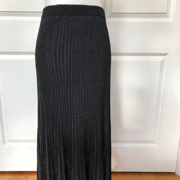 Intermix Metallic Pleated Midi Skirt
